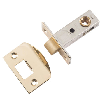 Tube Latch Split Cam Hard Sprung 'D' Striker Polished Brass Backset 45mm in Polished Brass