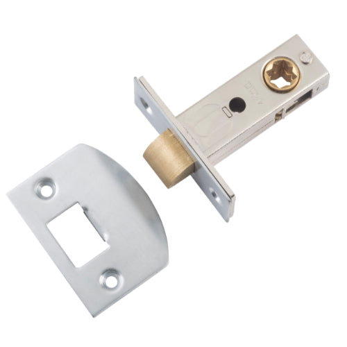 Tube Latch Split Cam Hard Sprung 'D' Striker Satin Chrome Backset 45mm in Satin Chrome