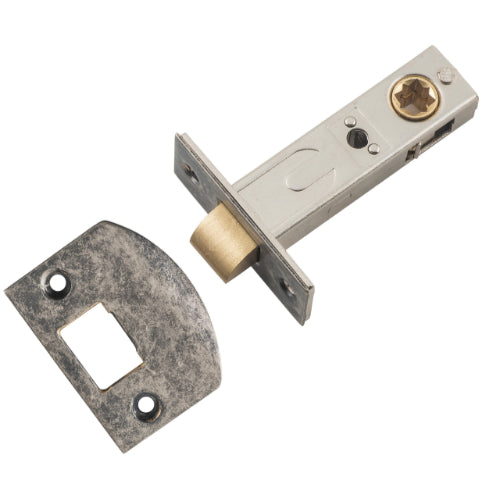 Tube Latch Split Cam Hard Sprung 'D' Striker Rumbled Nickel Backset 60mm in Rumbled Nickel