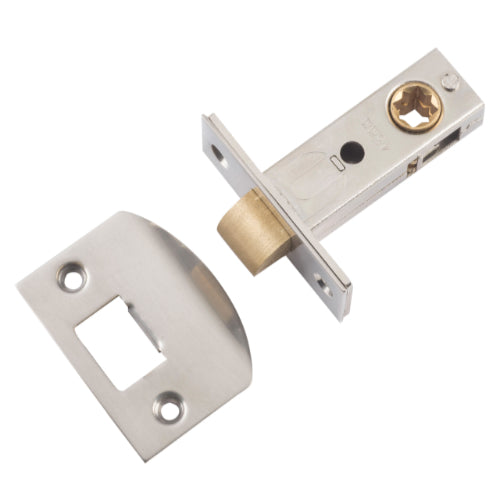 Tube Latch Split Cam Hard Sprung 'D' Striker Satin Nickel Backset 45mm in Satin Nickel