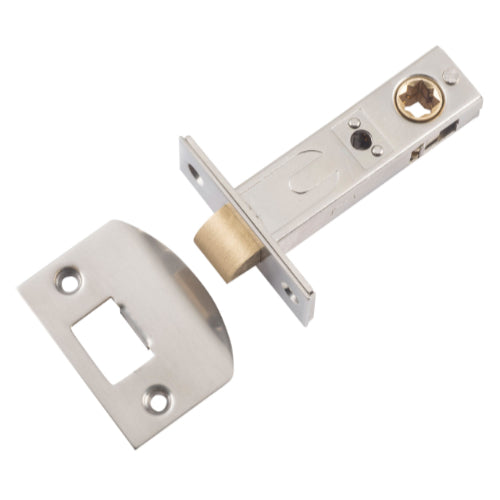 Tube Latch Split Cam Hard Sprung 'D' Striker Satin Nickel Backset 60mm in Satin Nickel