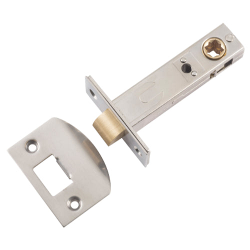 Tube Latch Split Cam Hard Sprung 'D' Striker Satin Nickel Backset 70mm in Satin Nickel