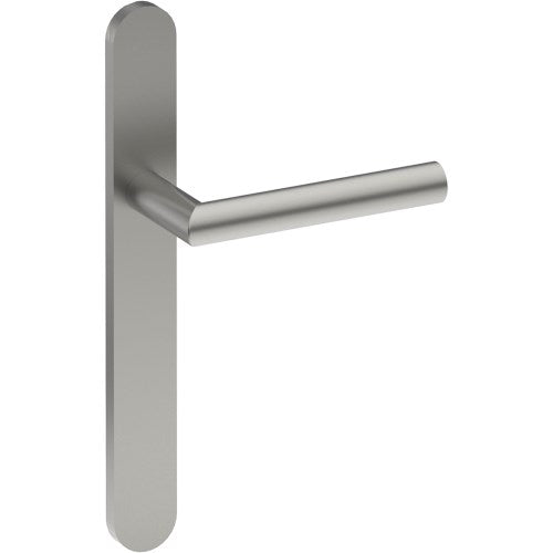 CETINA Door Handle on B01 EXTERNAL European Standard Backplate, Concealed Fixing (Half Set)  in Satin Stainless