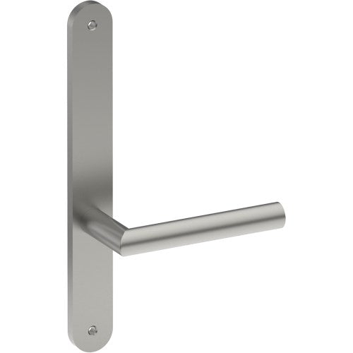 CETINA Door Handle on B01 INTERNAL Australian Standard Backplate, Visible Fixing (Half Set)  in Satin Stainless