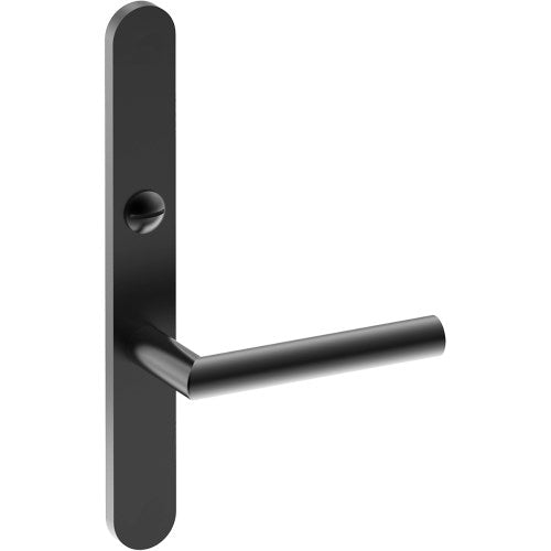 CETINA Door Handle on B01 EXTERNAL Australian Standard Backplate with Emergency Release, Concealed Fixing (Half Set) 64mm CTC in Black Teflon