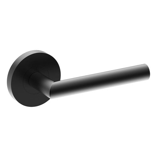 CETINA Door Handles on Ø65mm Rose (Latch/Lock Sold Seperately) in Black Teflon