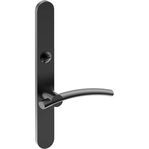 LAGUNA Door Handle on B01 EXTERNAL Australian Standard Backplate with Emergency Release, Concealed Fixing (Half Set) 64mm CTC in Black Teflon