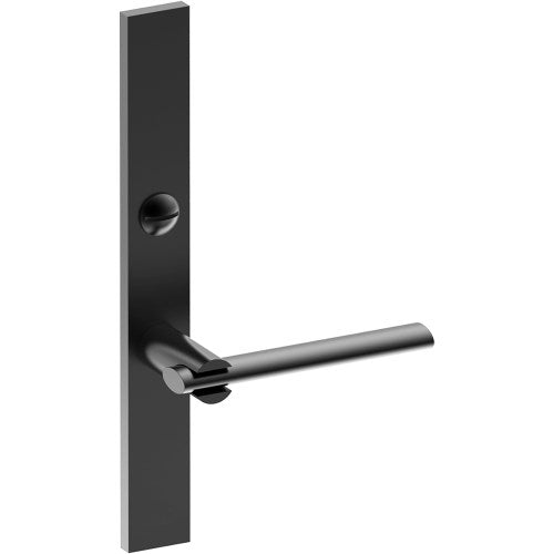 PRONTO Door Handle on B02 EXTERNAL Australian Standard Backplate with Emergency Release, Concealed Fixing (Half Set) 64mm CTC in Black Teflon