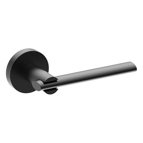 PRONTO Door Handles on Ø52mm Rose (Latch/Lock Sold Separately) in Black Teflon