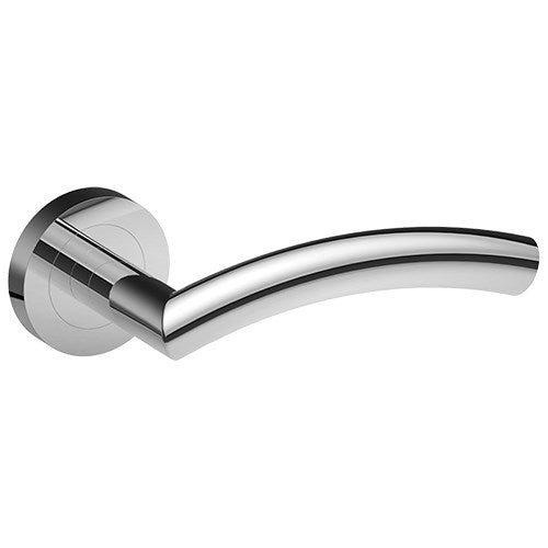 TRIESTE Door Handles on Ø52mm Rose (Latch/Lock Sold Separately) in Polished Stainless