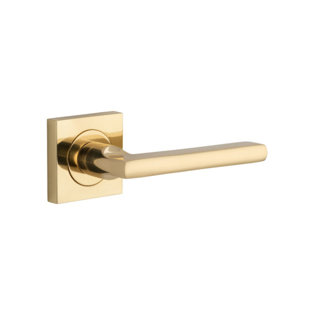 Door Lever Baltimore Square Rose Pair Polished Brass H52xW52xP55mm 

(Latch/Lock Sold Separately) in Polished Brass