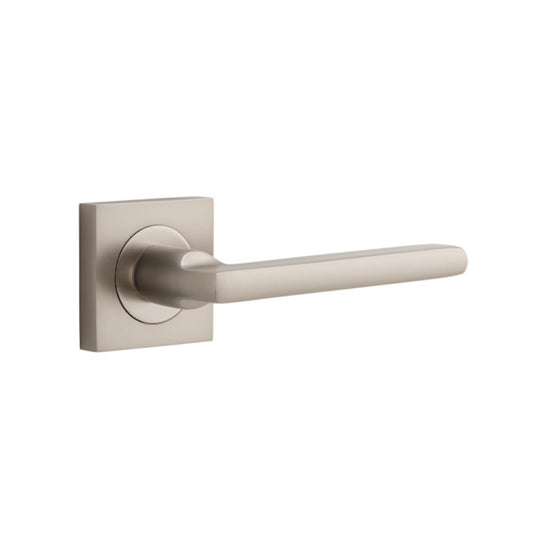 Door Lever Baltimore Square Rose Pair Satin Nickel H52xW52xP55mm

(Latch/Lock Sold Separately) in Satin Nickel