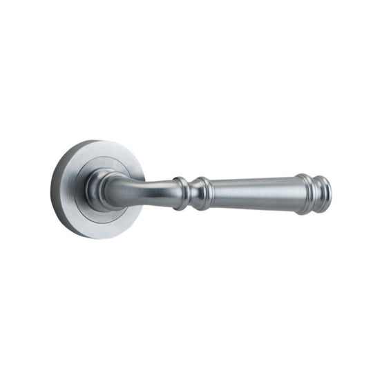 Door Lever Verona Round Rose Pair Brushed Chrome D52xP59mm

(Latch/Lock Sold Separately) in Brushed Chrome