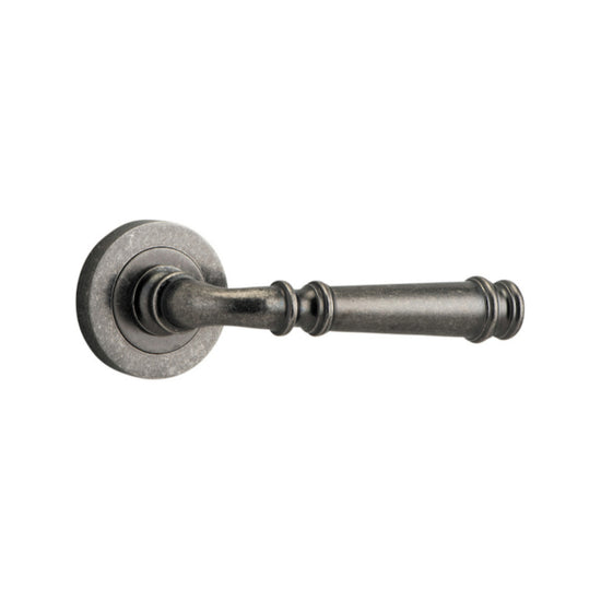 Door Lever Verona Round Rose Pair Distressed Nickel D52xP59mm

(Latch/Lock Sold Separately) in Distressed Nickel