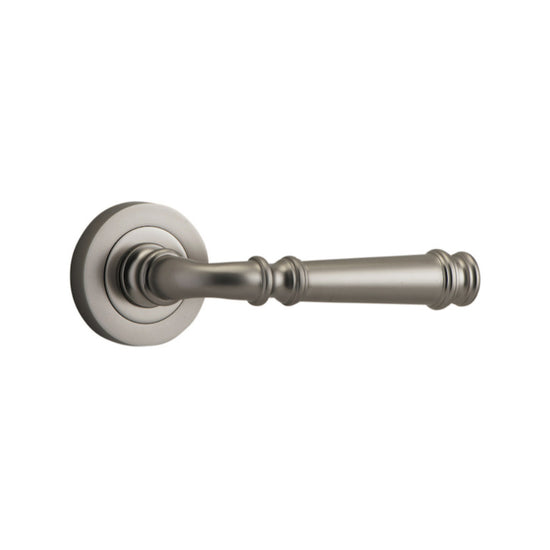 Door Lever Verona Round Rose Pair Satin Nickel D52xP59mm

(Latch/Lock Sold Separately) in Satin Nickel