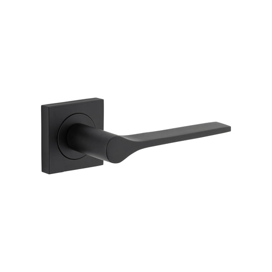 Door Lever Como Square Rose Pair Matt Black L135xP62 BP52x52mm in Matt Black