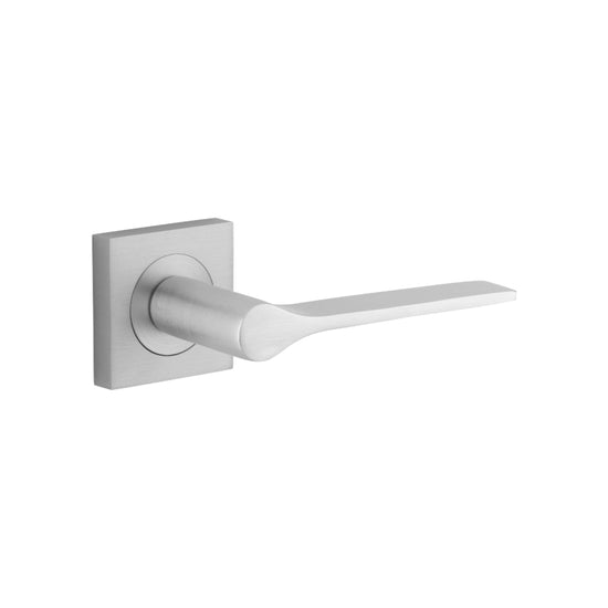 Door Lever Como Square Rose Pair Brushed Chrome L135xP62 BP52x52mm in Brushed Chrome