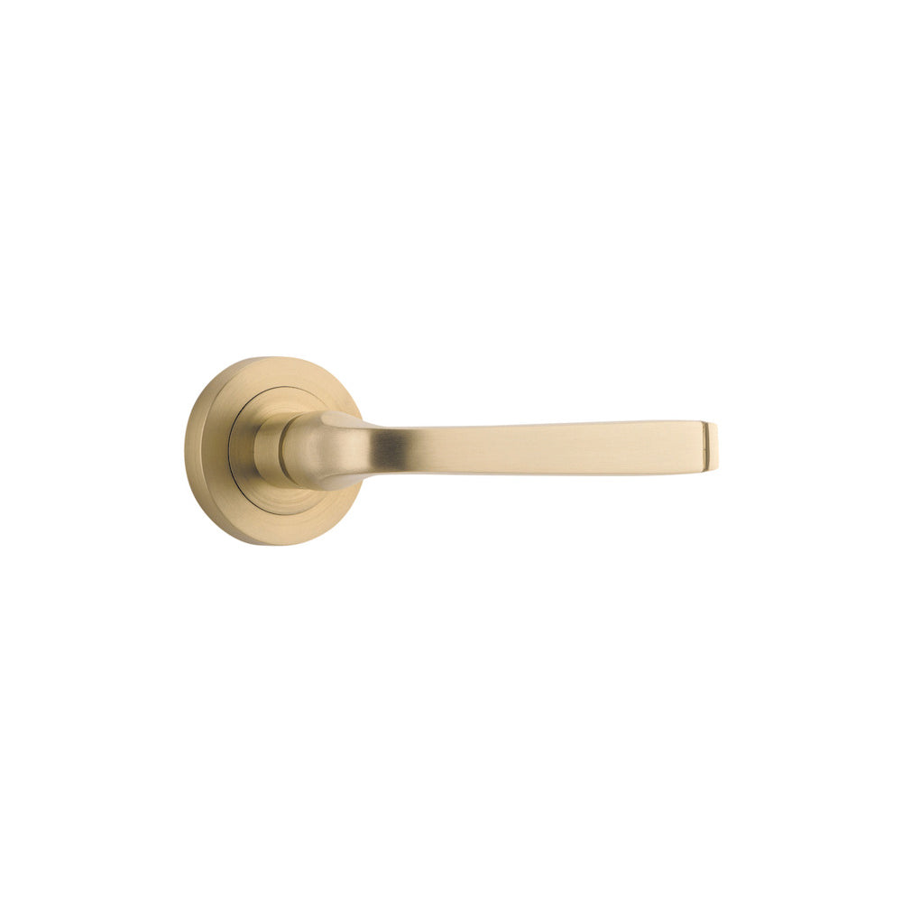 Door Lever Annecy Round Rose Pair Brushed Brass D52xP65mm

(Latch/Lock Sold Separately) in Brushed Brass