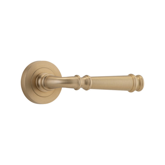 Door Lever Verona Round Rose Pair Brushed Brass D52xP59mm

(Latch/Lock Sold Separately) in Brushed Brass