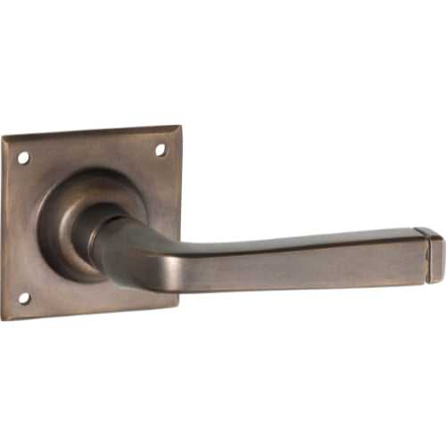 Door Lever Menton Square Rose Pair Antique Brass H60xW60xP70mm

(Latch/Lock Sold Separately) in Antique Brass