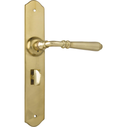 Door Lever Reims Privacy Pair Polished Brass H240xW40xP70mm in Polished Brass