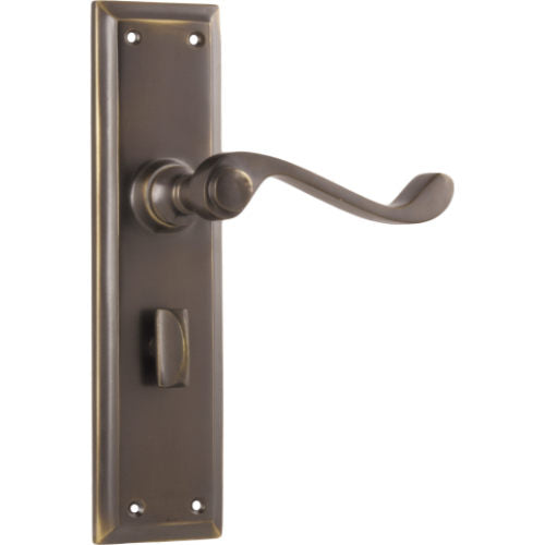 Door Lever Milton Privacy Pair Antique Brass H200xW50xP68mm in Antique Brass