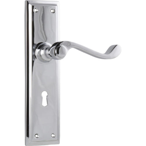 Door Lever Milton Lock Pair Chrome Plated H200xW50xP68mm in Chrome Plated