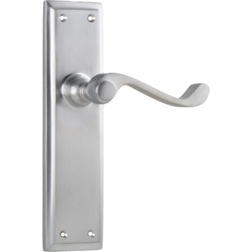 Door Lever Milton Latch Pair Satin Chrome H200xW50xP68mm in Satin Chrome