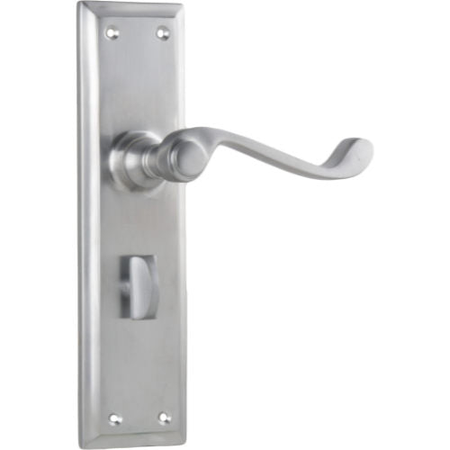 Door Lever Milton Privacy Pair Satin Chrome H200xW50xP68mm in Satin Chrome