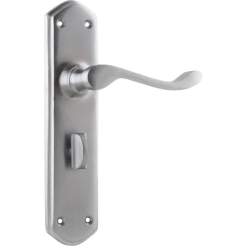 Door Lever Windsor Privacy Pair Satin Chrome H200xP60xW45mm in Satin Chrome