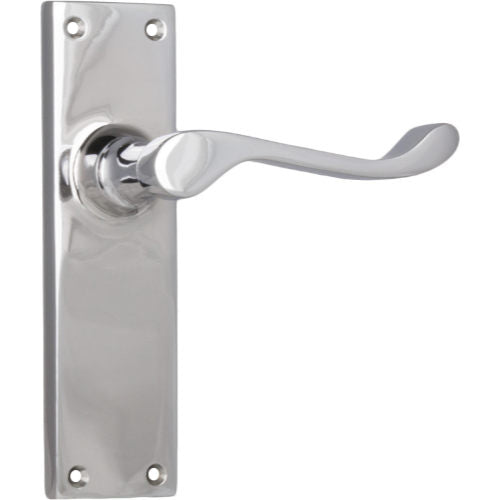 Door Lever Victorian Latch Pair Chrome Plated H152xW42xP59mm in Chrome Plated