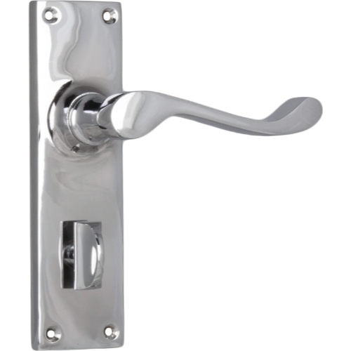 Door Lever Victorian Privacy Pair Chrome Plated H152xW42xP59mm in Chrome Plated