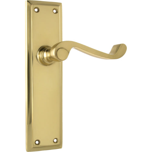 Door Lever Milton Latch Pair Polished Brass H200xW50xP68mm in Polished Brass