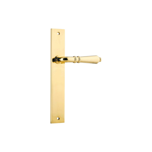 Door Lever Sarlat on Long Backplate Polished Brass H240xW38xP55mm in Polished Brass