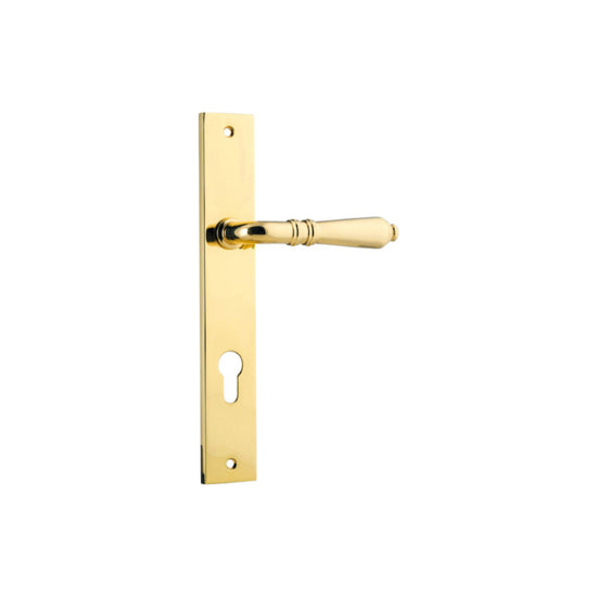 Door Lever Sarlat Rectangular Euro Polished Brass CTC85mm H240xW38xP55mm in Polished Brass