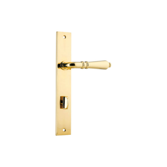 Door Lever Sarlat Rectangular Privacy Polished Brass CTC85mm H240xW38xP55mm in Polished Brass