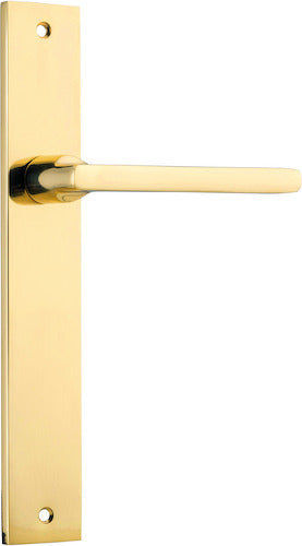 Door Lever Baltimore on Long Backplate Polished Brass H240xW38xP55mm in Polished Brass