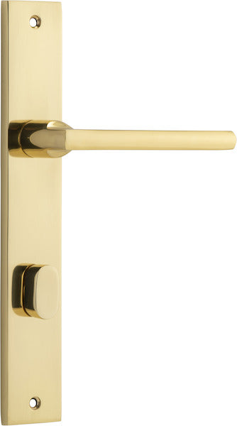 Door Lever Baltimore Rectangular Privacy Polished Brass CTC85mm H240xW38xP55mm in Polished Brass