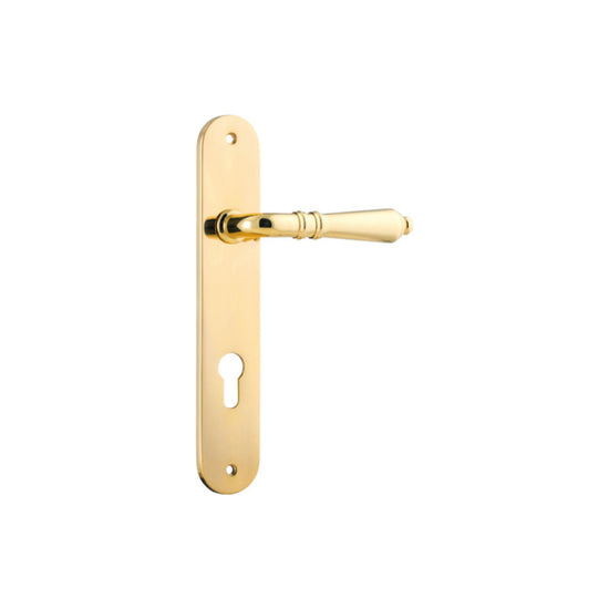 Door Lever Sarlat Oval Euro Polished Brass CTC85mm H240xW40xP55mm in Polished Brass