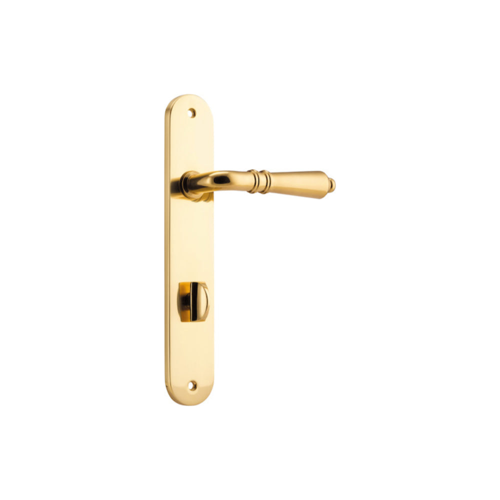 Door Lever Sarlat Oval Privacy Polished Brass CTC85mm H240xW40xP55mm in Polished Brass