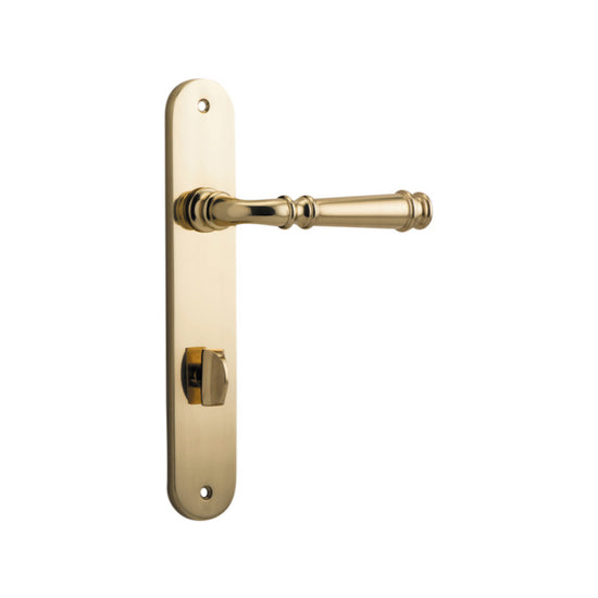 Door Lever Verona Oval Privacy Polished Brass CTC85mm H240xW40xP59mm in Polished Brass