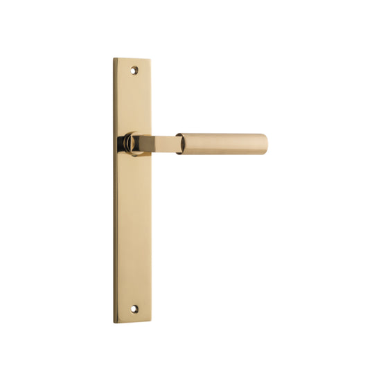 Door Lever Berlin Rectangular Latch Polished Brass H240xW38xP57mm in Polished Brass