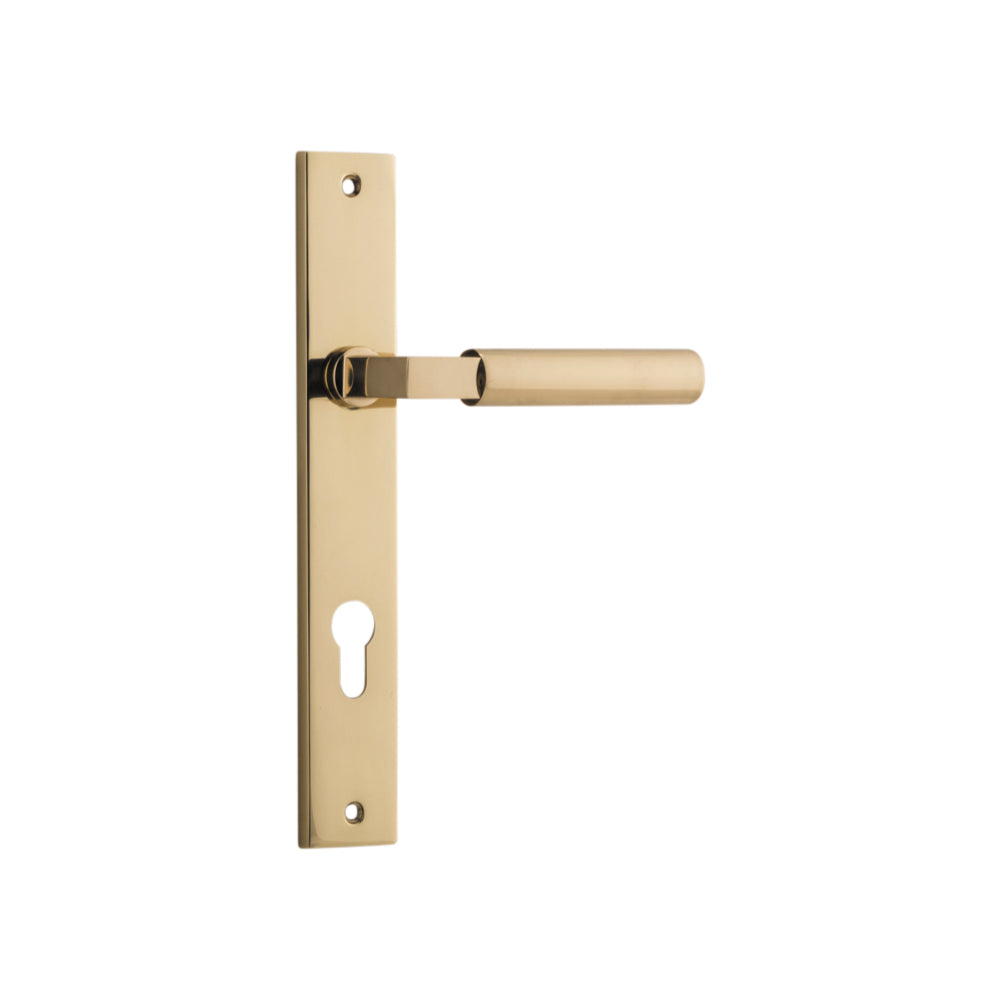 Door Lever Berlin Rectangular Euro Polished Brass CTC85mm H240xW38xP57mm in Polished Brass