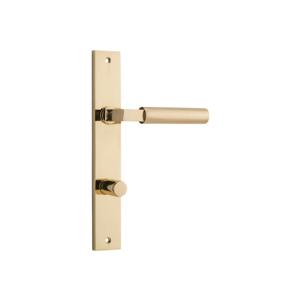 Door Lever Berlin Rectangular Privacy Polished Brass CTC85mm H240xW38xP57mm in Polished Brass