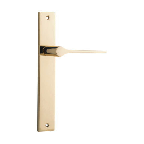 Door Lever Como Rectangular Latch Polished Brass H240xW38xP59mm in Polished Brass