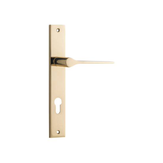 Door Lever Como Rectangular Euro Polished Brass CTC85mm H240xW38xP59mm in Polished Brass