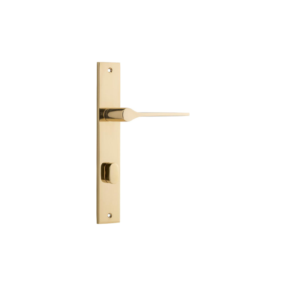 Door Lever Como Rectangular Privacy Polished Brass CTC85mm H240xW38xP59mm in Polished Brass