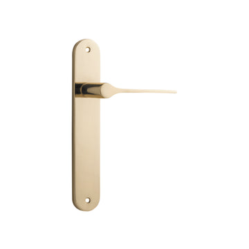 Door Lever Como Oval Latch Polished Brass H240xW40xP59mm in Polished Brass