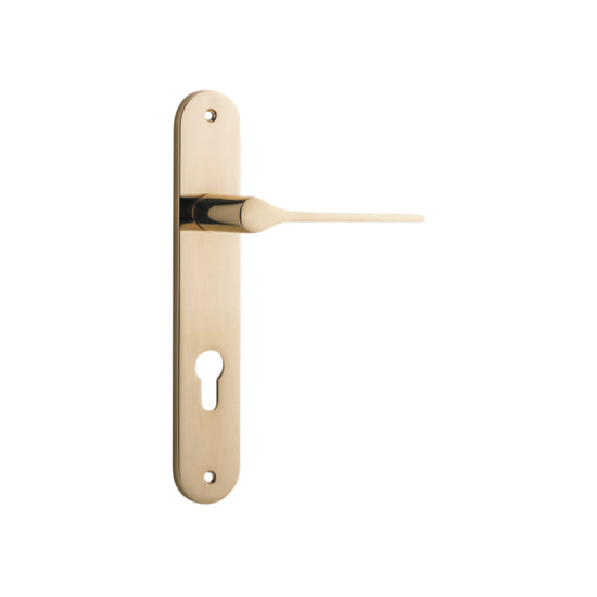 Door Lever Como Oval Euro Polished Brass CTC85mm H240xW40xP59mm in Polished Brass