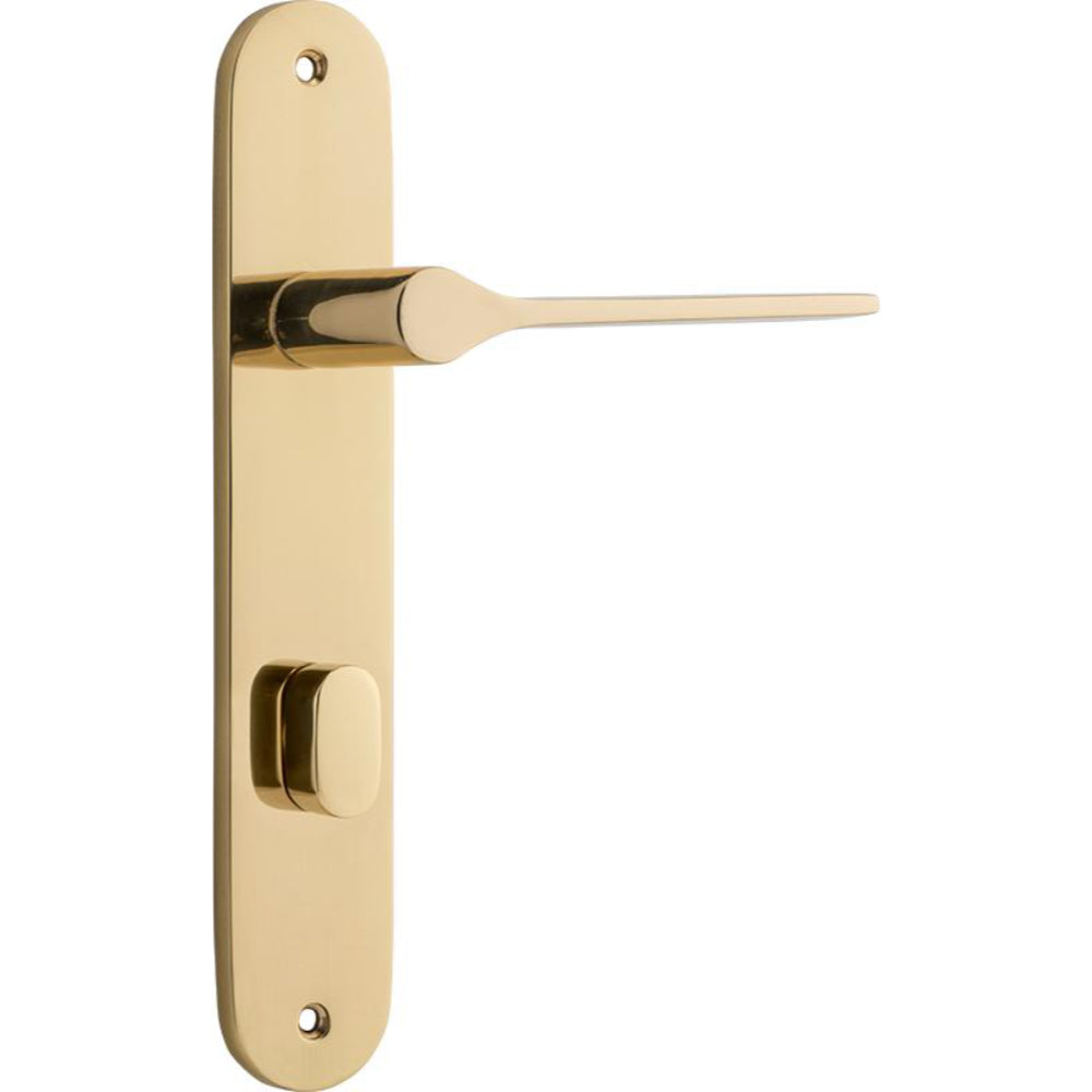 Door Lever Como Oval Privacy Polished Brass CTC85mm H240xW40xP59mm in Polished Brass